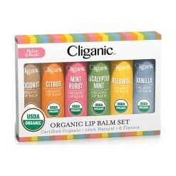 【Flash Sale + Free Shipping】Cliganic USDA 100% Natural Moisturizer Organic Lip Balm Stocking Stuffer Gift Set - 6 Flavors