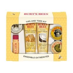 【Flash Sale + Free Shipping】Burt's Bees Travel Size 6 Products Tips and Toes Kit - Lip Balm, Almond Milk Hand Cream, Hand Salve, Honey and Grapeseed Hand Cream, Cuticle Cream & Foot Cream