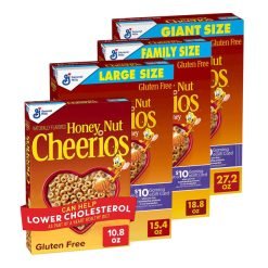 【Flash Sale + Free Shipping】Cheerios Honey Gluten Free Breakfast Cereal with Oats &  Nut Cheerios(4 Boxes -  10.8 oz,15.4 oz,18.8 oz and 27.2 oz)