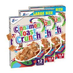 【Flash Sale + Free Shipping】Cinnamon Toast Crunch Original Crispy Breakfast Cereal 16.8 oz.(2 Boxes) & Sugar Squares Toast Crunch 12 oz 1 box