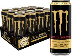 Java Monster Nitro Cold Brew Sweet Black, Coffee + Energy Drink, 13.5 Ounce Liquid (pack of 12)