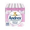 【2023 Special Deals + Free Shipping】Andrex 45 Toilet Roll Pack Gentle Clean Toilet Rolls(Dermatologically Tested)-toilet paper