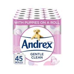 【2023 Special Deals + Free Shipping】Andrex 45 Toilet Roll Pack Gentle Clean Toilet Rolls(Dermatologically Tested)-toilet paper