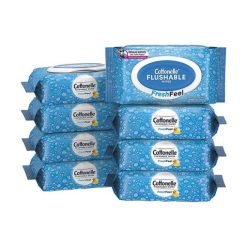 【2023 Flash Sale + Free Shipping】Cottonelle FreshFeel Flushable Adult Wet Wipes, 8 Flip-Top Packs(336 Total Wipes)-toilet paper