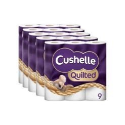 【2023 Limited Time Deals + Free Shipping】Cushelle 9 Count 45 Rolls Quilted Toilet Roll Tissue Paper - toilet paper